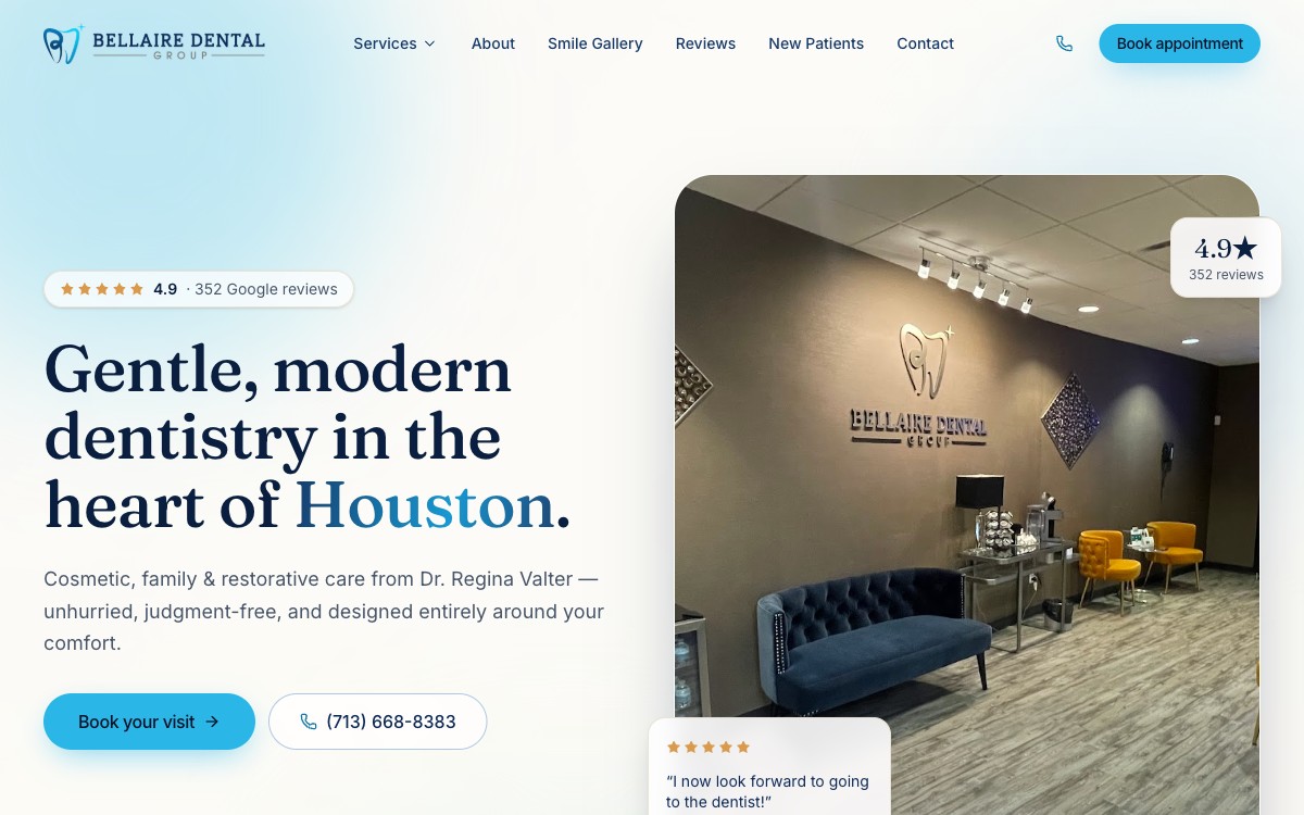 Dental office website we built — Bellaire Dental Group
